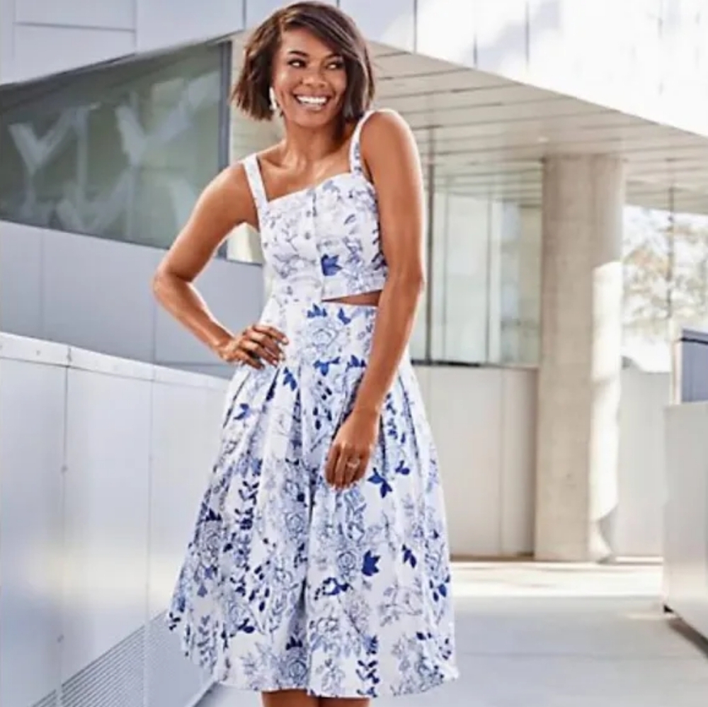 7th AVENUE New York & Company Floral Midi Skirt